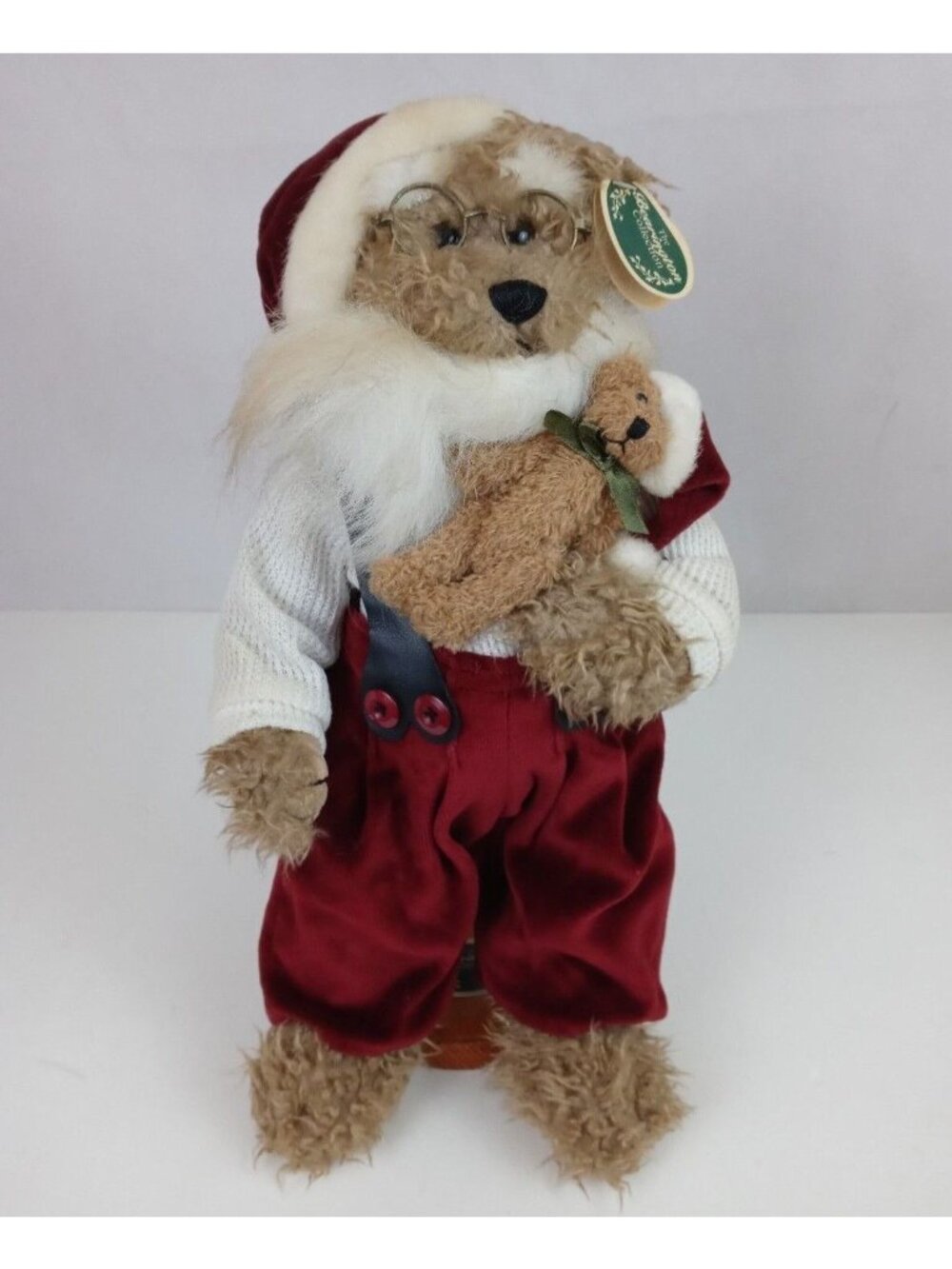The Bearington Collection Kris & Kringle 15" Collectible Plush Bear With Stand